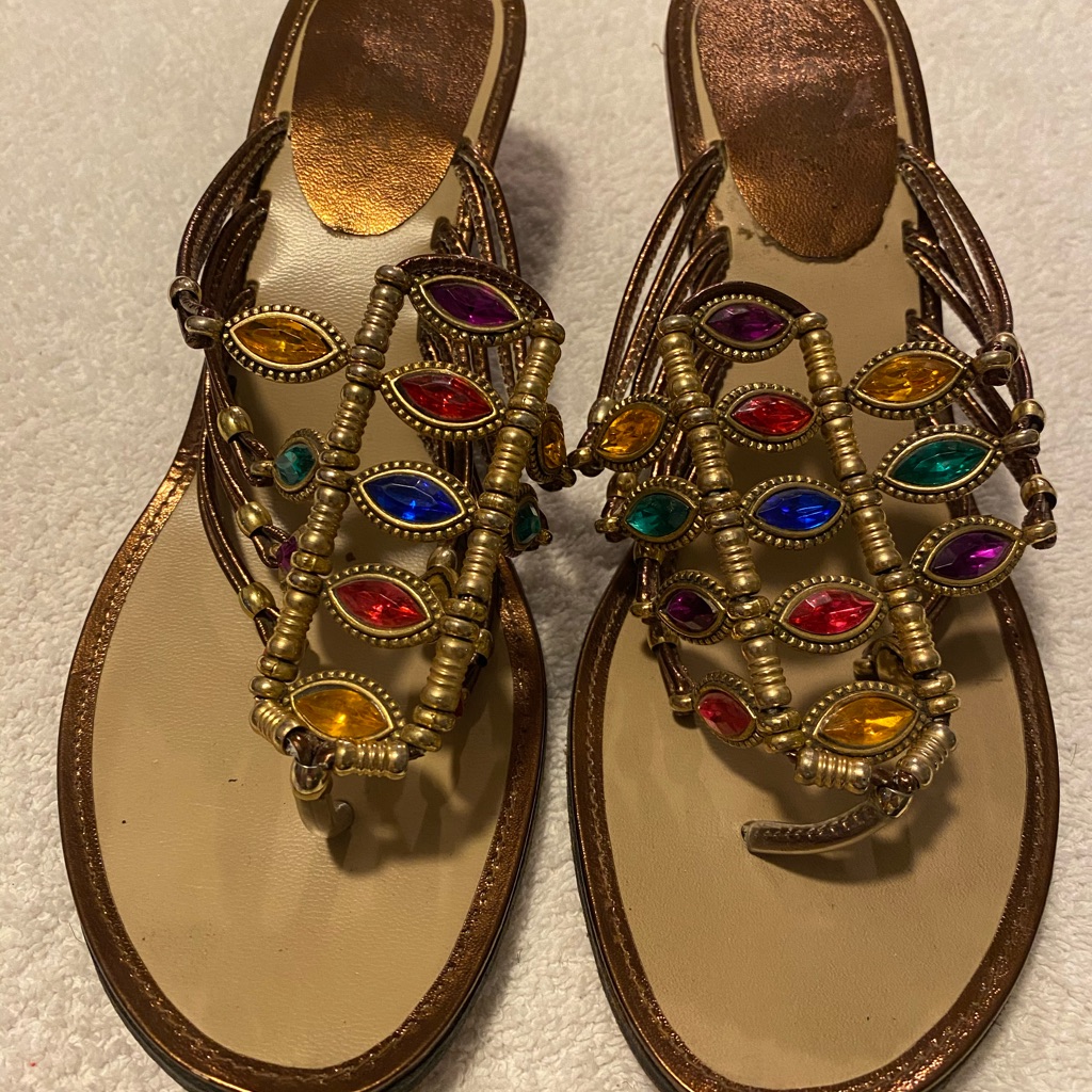 Almost Brand New  Crystal Wedge Sandals By Metia  Box 58